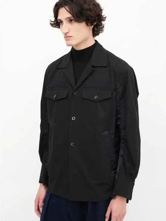 Sacai Black Button-Front Lightweight Shirt Jacket - Picture 2 of 8